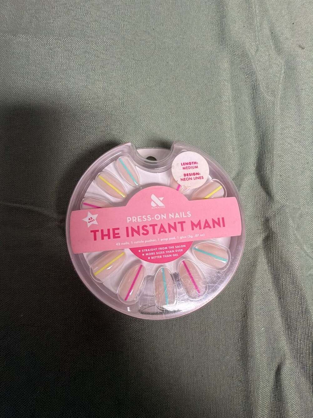 Olive & June The Instant Mani Press-On Nails - Neon Lines - Medium Length